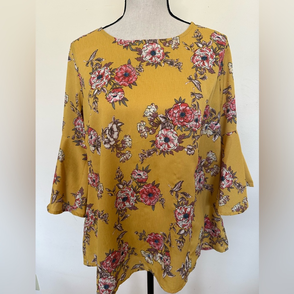 Bobeau Yellow Floral Blouse